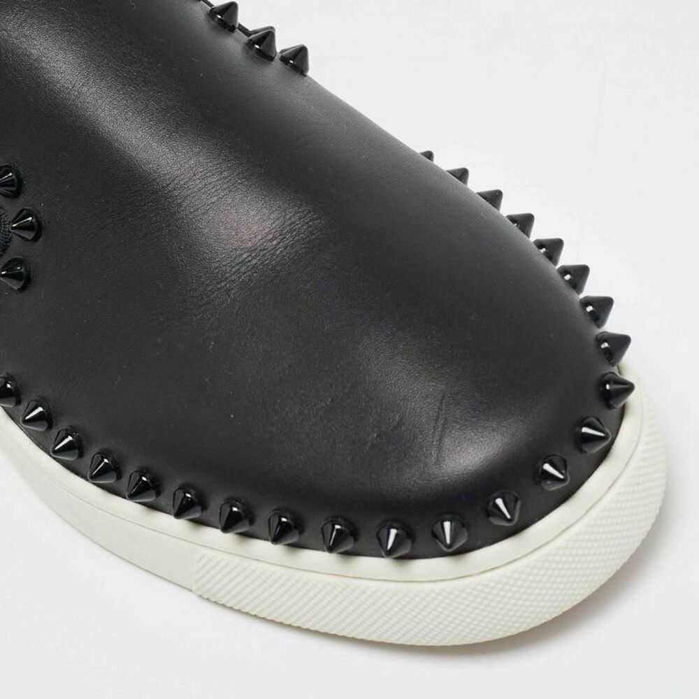 Christian Louboutin Pik Boat Size 39.5 Black Leather Slip On Sneakers - Picture 7 of 7